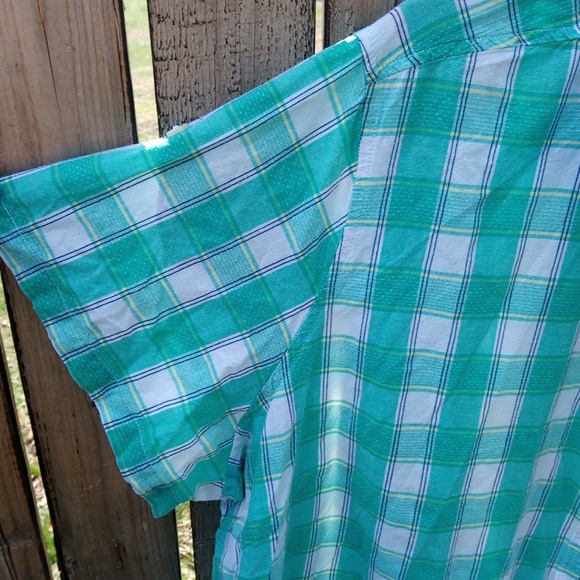 Riders By Lee Short Sleeve Plaid Button Down Shirt Top - Picture 8 of 12
